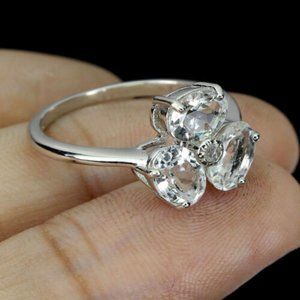 Natural Aquamarine Gemstone .925 Sterling Silver Ring